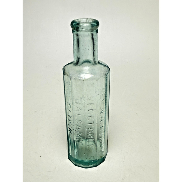 Antique Rev NH Downs Vegetable Balsamic Elixir 1890 Blue 12 Sided 4.5" Bottle - Picture 2 of 12